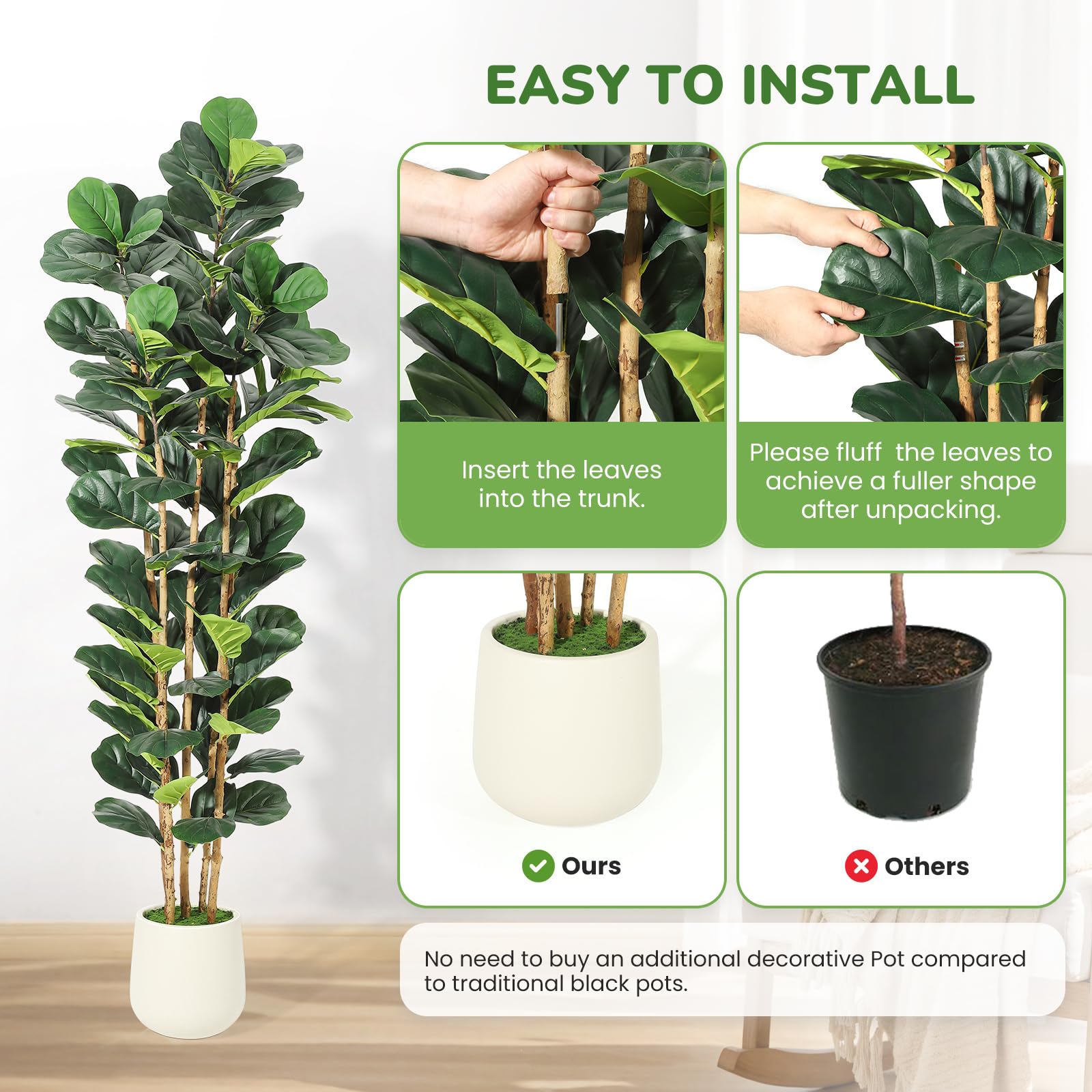 Sztuczne drzewo figowe (Ficus  – Fiddle Leaf Fig recenzja i cena