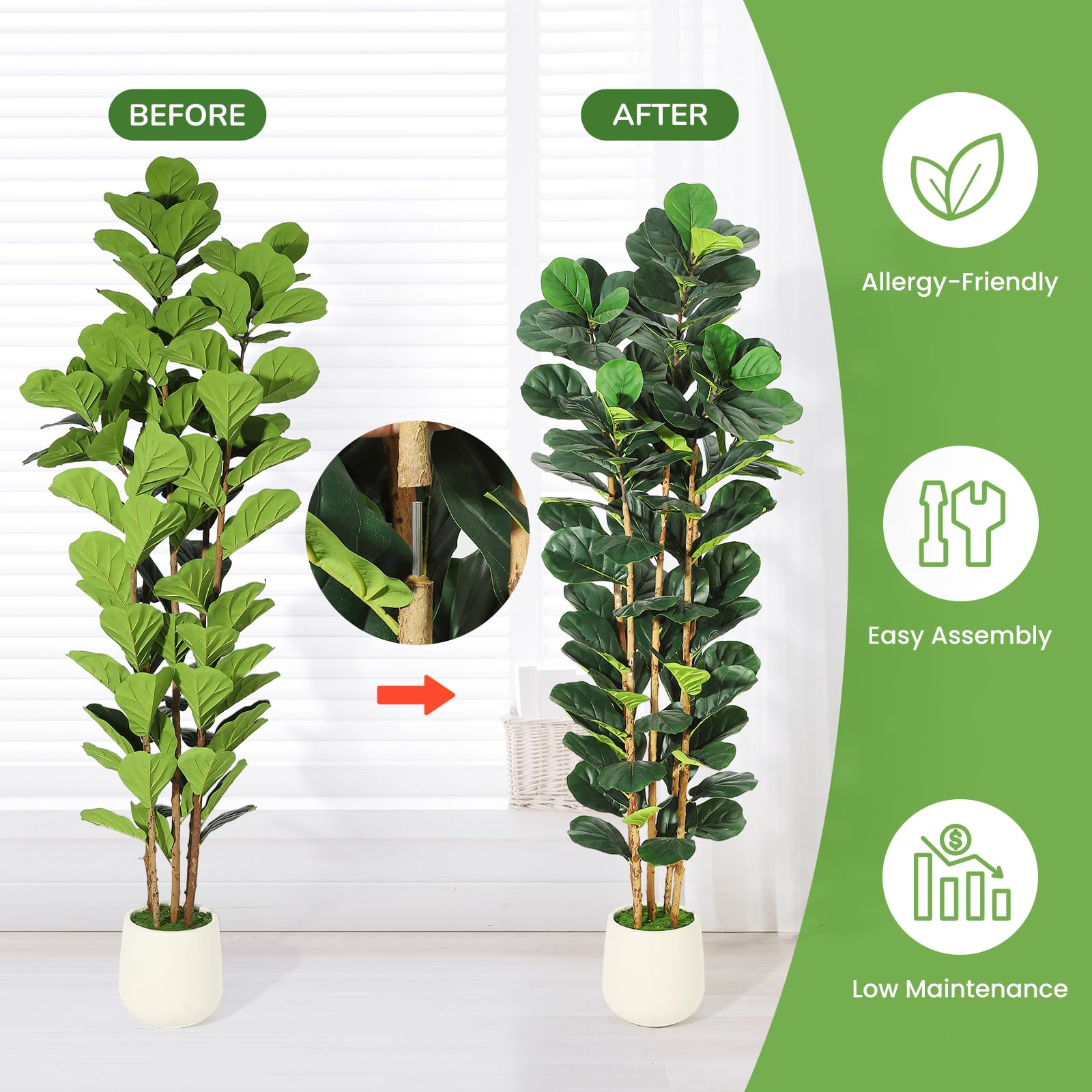 Sztuczne drzewo figowe (Ficus  – Fiddle Leaf Fig recenzja i cena